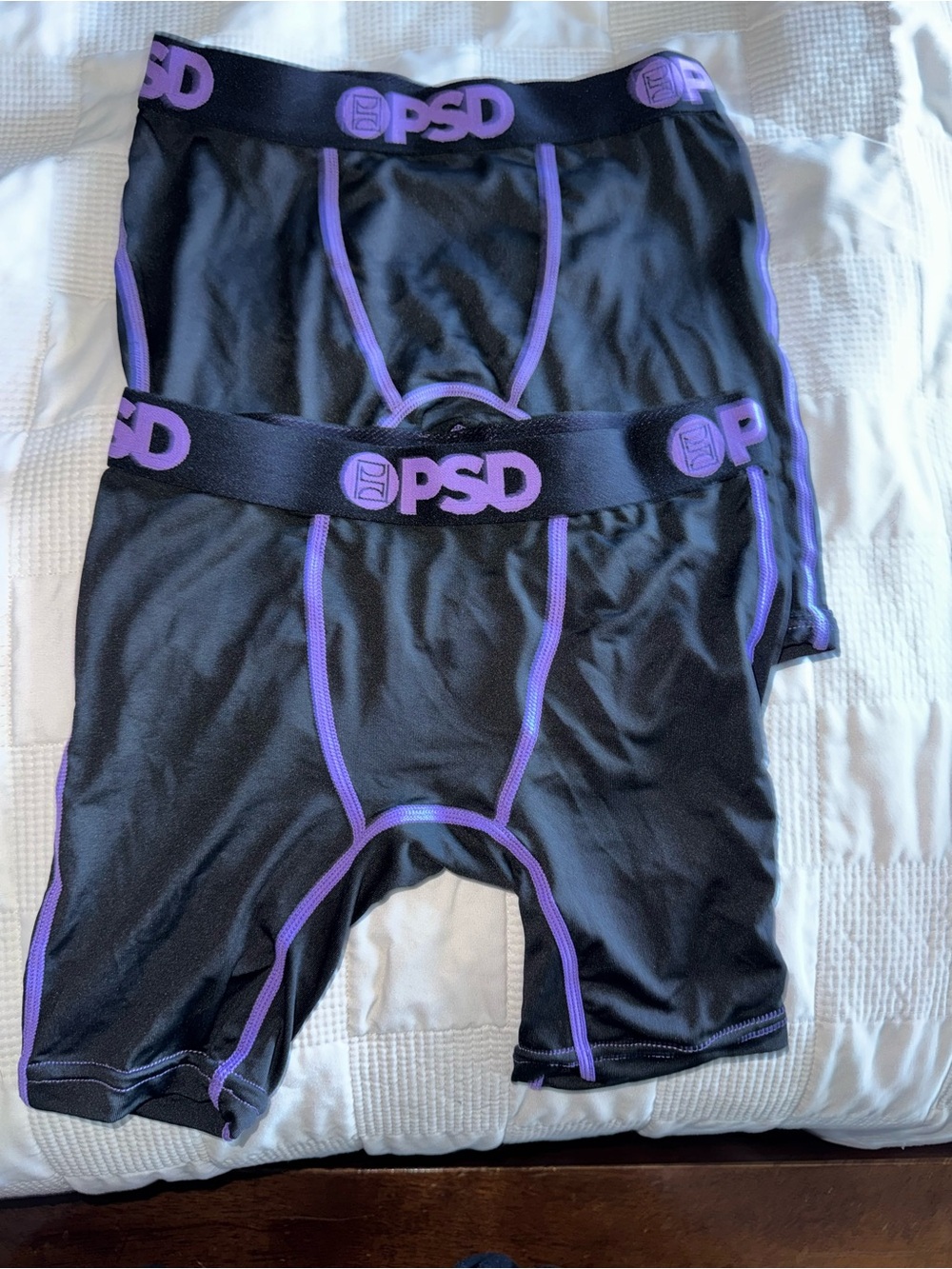 PSD Black Boxer Briefs with Purple Accents Youth Small